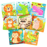 Zeoddler wooden puzzles for toddlers with 8 animal designs, supporting fine motor skills.