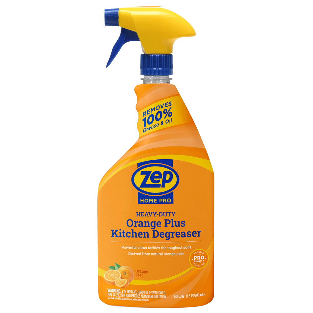 Zep Home Pro Orange Plus bottle pour action shows citrus grease removal benefits