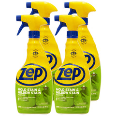 Zep Mold Stain Remover bottle pours to dissolve mold and mildew quickly