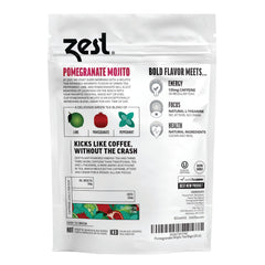 Close-up of pyramid tea bags releasing pomegranate mojito aroma