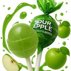 65-count bulk pack of green lollipops for festive favors.