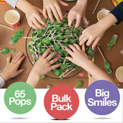 Bright green lollipops enhance party candy displays and dessert tables.