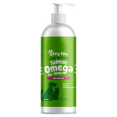 Zesty Paws Salmon Omega Oil Hemp bottle shown for skin moisture support in pets
