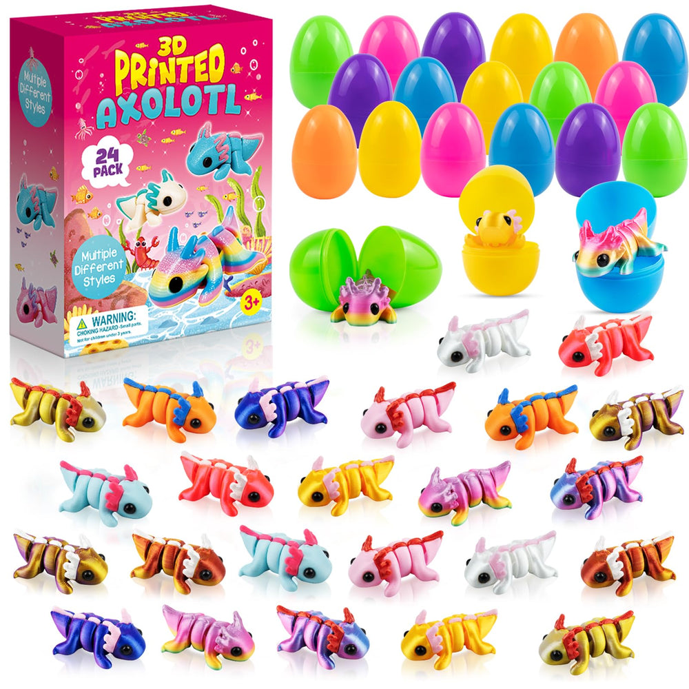 Zesua Easter eggs conceal axolotl toys for curious kids, adding playful discovery.