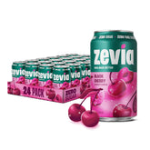 Zevia Black Cherry can front, zero sugar and crisp refreshment.