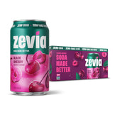 Zevia Black Cherry soda can angled to showcase bold sugar-free flavor.