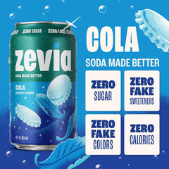 Zevia Cola glass with pour, citrus and spice notes highlighted