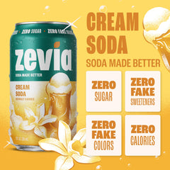Zevia Cream Soda being poured into a glass, creamy texture