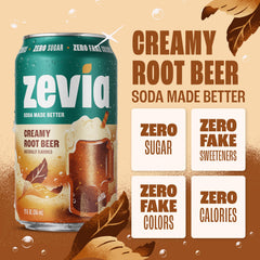 Zevia Creamy Root Beer glass with foam captures a smooth, indulgent texture