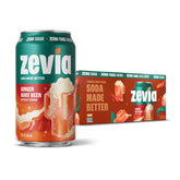 Zevia Ginger Root Beer can front displaying zero sugar.