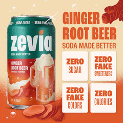 Zevia Ginger Root Beer being poured into a glass for a zero-sugar ginger kick.
