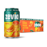 Zevia Orange Soda can front shows zero sugar and natural sweetness.