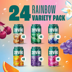 Zevia Rainbow Variety Ginger Ale Can – naturally sweetened, zero calories, versatile mixer for mocktails.