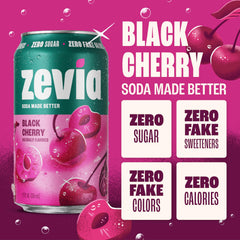 Zevia Black Cherry being poured into a glass for tasting.