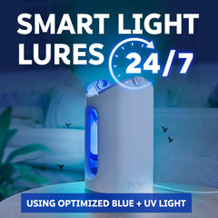 ZEVO Max blue UV light attracts gnats and fruit flies efficiently.