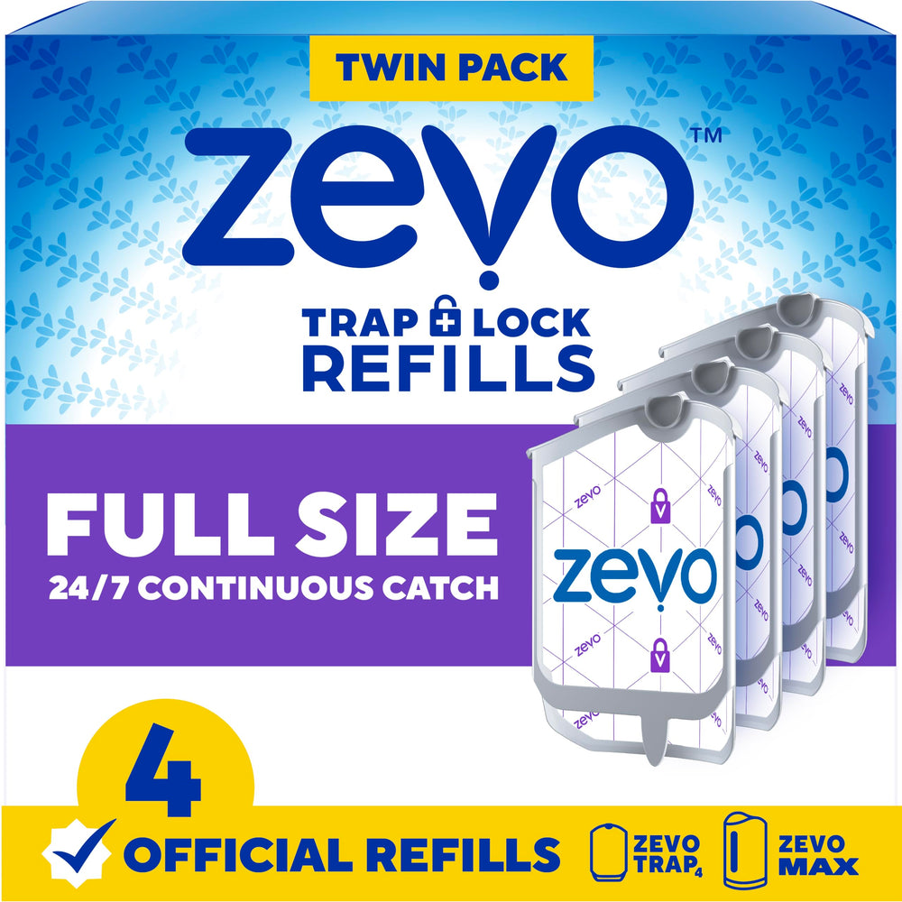 Zevo official refill trap front view shows compatibility with Zevo Trap and MAX devices.