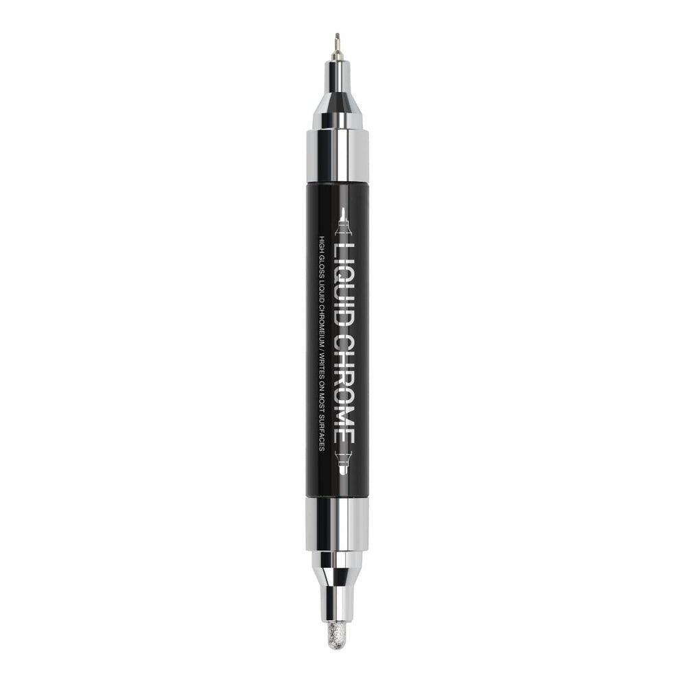 ZEYAR Liquid Chrome Marker cap close-up shows dual tips for precise lines on metal