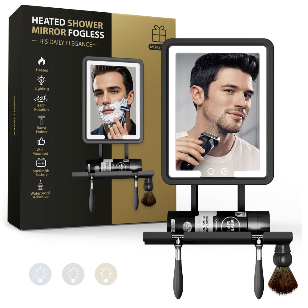 ZHENYEMEI heated fogless shower mirror with integrated light for clear shaving in steam