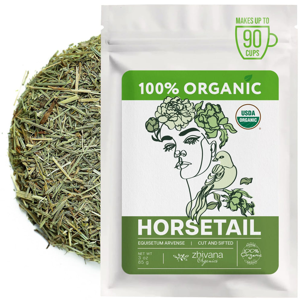 Zhivana Organics Horsetail Tea loose leaf bundle for infusion and blends.