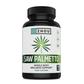 Zhou Saw Palmetto 500mg bottle front for daily supplement use.