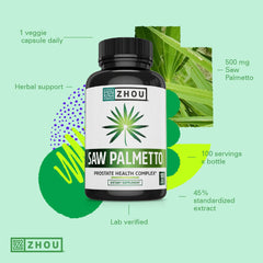 Zhou Saw Palmetto label detail emphasizing transparency.