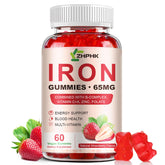 ZHPHK Iron Supplement Gummies bottle with strawberry flavor for daily energy support.