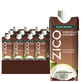 ZICO chocolate coconut water bottle highlights dairy-free indulgence with real cocoa