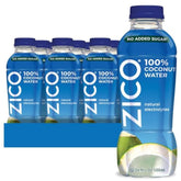 ZICO coconut water bottle 16.9oz with natural electrolytes for daily hydration.