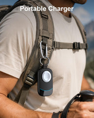Zikker portable charger in hand emphasizes travel friendly size.