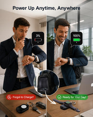 Zikker Apple Watch charger side view shows compact, portable design.