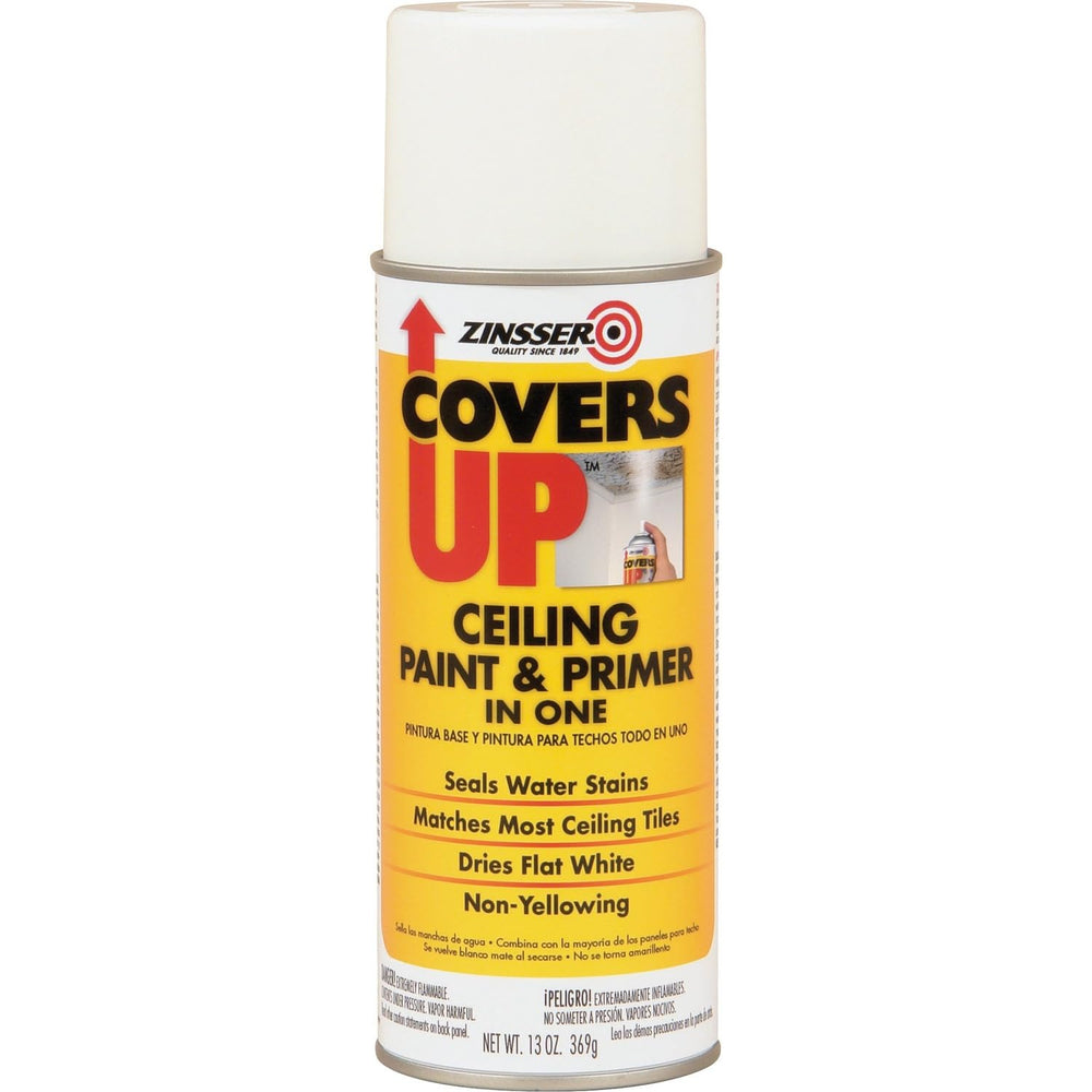 Zinsser Covers Up ceiling paint can with vertical spray for easy ceiling touch-ups
