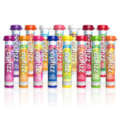 Zipfizz daily energy pack front shows branding and sugar-free energy for workouts.