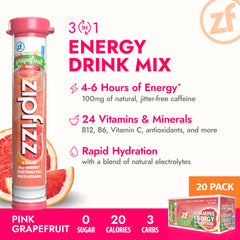 Zipfizz nutrition panel shows vitamins and electrolytes for daily support.