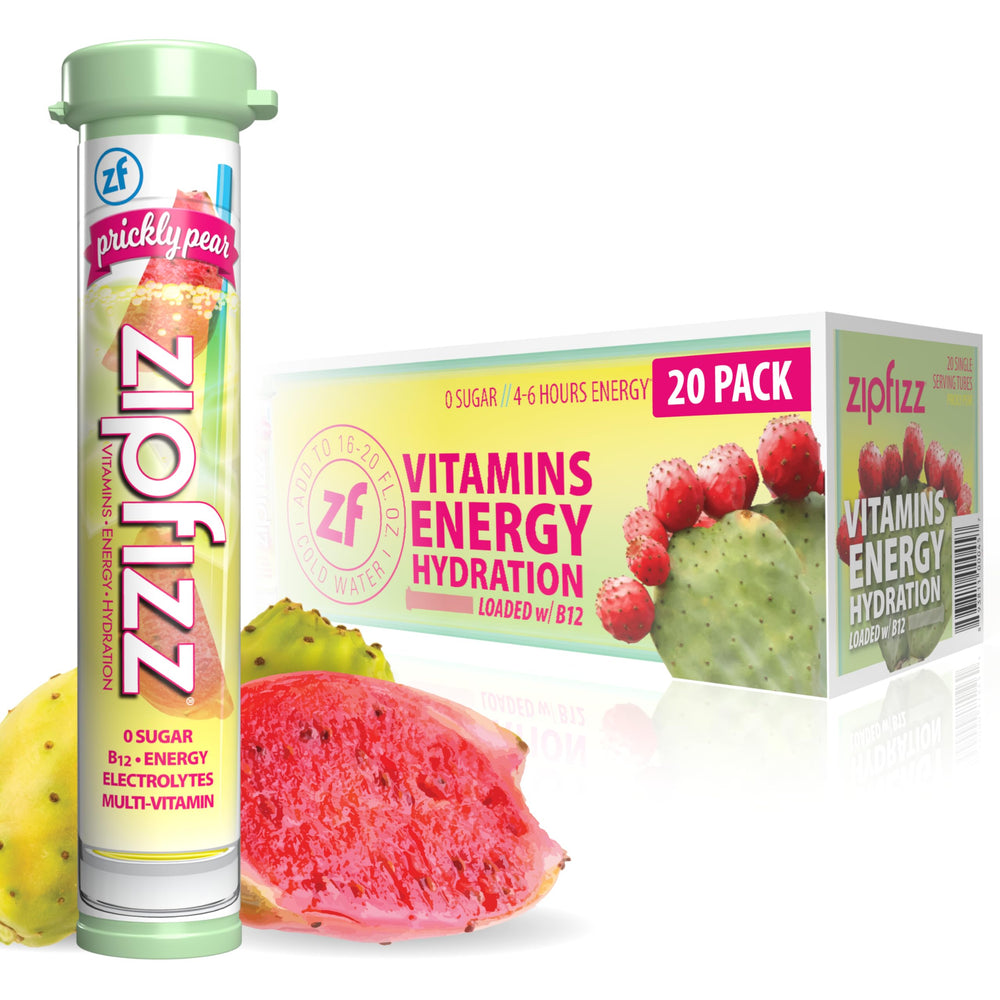 Zipfizz prickly pear energy powder tube boosts hydration and steady energy.