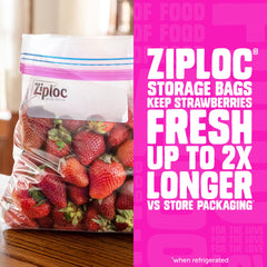 Ziploc quart bags are easy to fill for meal prep and leftovers.