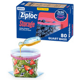 Ziploc quart bags with stand-up bottom for easy filling and organized storage.