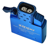 Zippo blue double torch insert with push-button ignition for fast, wind-resistant lighting.