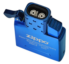 Zippo blue double torch insert with push-button ignition for fast, wind-resistant lighting.