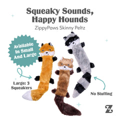 ZippyPaws Skinny Peltz squirrel toy perfect for tugging and tossing sessions.