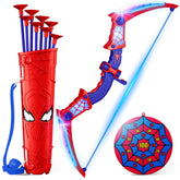ZIROKAY spider bow with red and blue LED lights for night-time play.