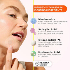 ZitSticka KILLA microdarts dissolving to target an upcoming zit.