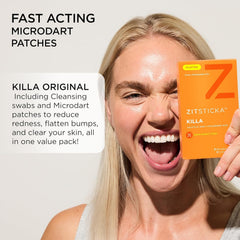 ZitSticka KILLA patch being applied to the face for easy use.