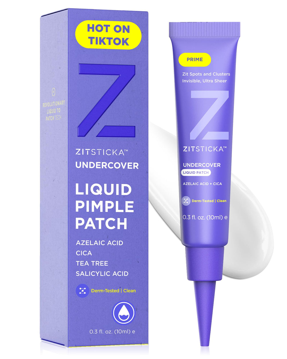 ZitSticka liquid patch application close-up showing invisible protection for pimples.
