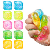 ZJDL Stress Cube 10-pack glitter squish for portable stress relief.