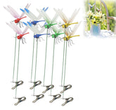 ZLMC 3D dragonfly clip with blue wings brightens potted plants and baskets.