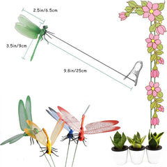 ZLMC 3D dragonfly clip with yellow wings enhances flower beds and walls.