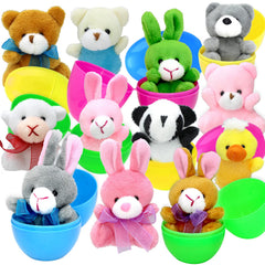 ZMCINER 12 prefilled Easter eggs with plush inside for easy baskets.