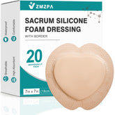 ZMZPA Sacral Foam Dressing with border 7x7 for secure wound protection and breathability.