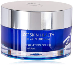 ZO SKIN HEALTH Exfoliating Polish jar close-up showing magnesium crystals for gentle exfoliation.