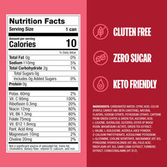 ZOA Cherry Limeade can side view highlighting gluten-free, keto-friendly formula